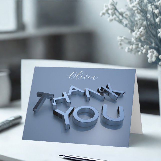Personlig blå tack-kort tack kort (Just add a name and short thank you message)