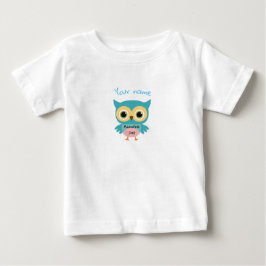 Personlig blå uggla vit t shirt