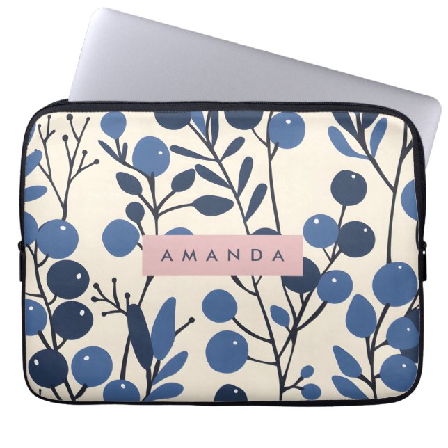 Personlig blåbärsbuske Botanisk stil Laptop Fodral (Framsidan)