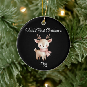 Personlig Black 1st Flicka Första jul Julgransprydnad Keramik