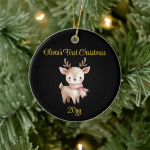 Personlig Black 1st Flicka Första jul Julgransprydnad Keramik
