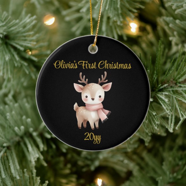 Personlig Black 1st Flicka Första jul Julgransprydnad Keramik (Träd)