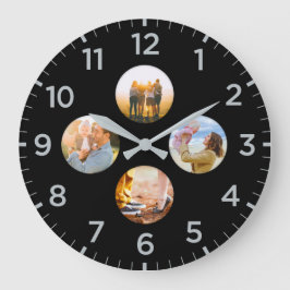 Personlig Black 4 Circle Photo Shadow Inlay Stor Klocka