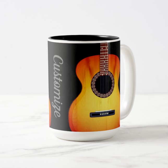 Personlig Black Acoustic Guitar Två-Tonad Mugg (Framsida höger)