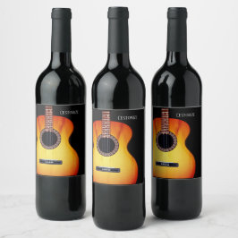 Personlig Black Acoustic Guitar Vinflaska Etikett
