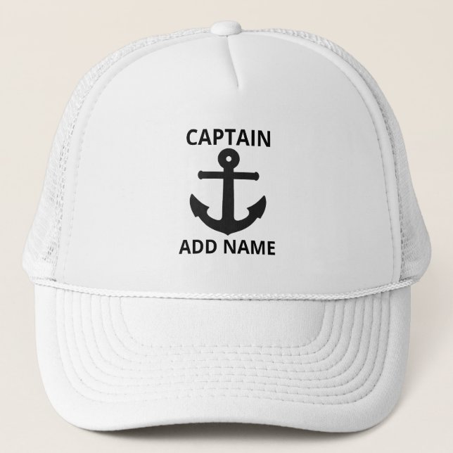 Personlig Black Anchor kapten Namn Keps (Framsida)