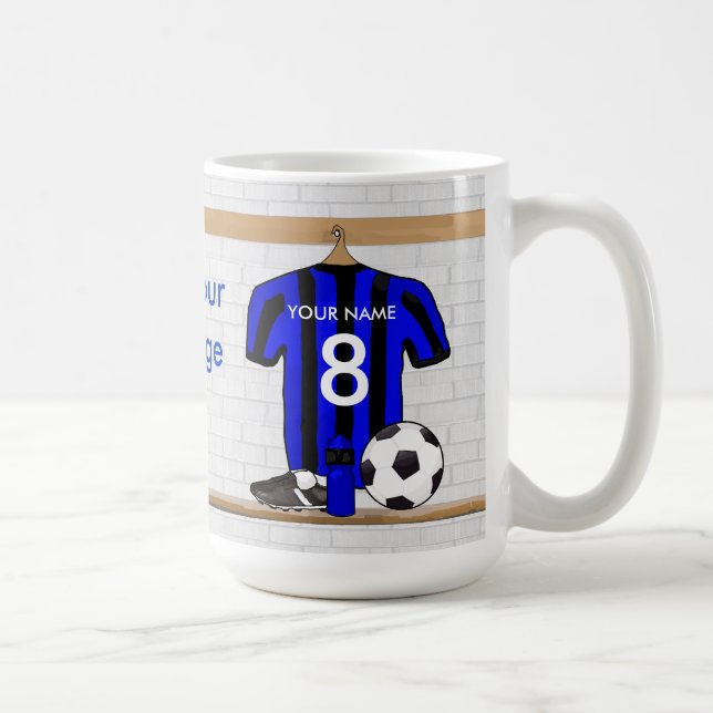 Personlig Black and Blue Football Ocer Jersey Kaffemugg (Höger)