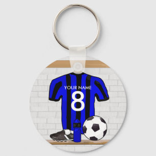 Personlig Black and Blue Football Ocer Jersey Nyckelring