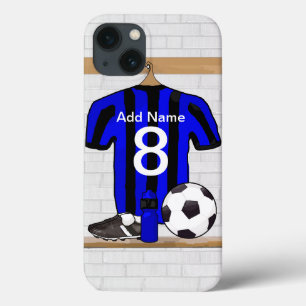 Personlig Black and blue fotbollssoccer Jersey