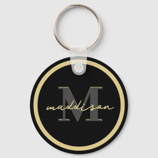 Personlig Black and Gold Foil Namnteckning Namn Nyckelring