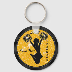 Personlig Black and Guld Cheer Keychains Billigt Nyckelring