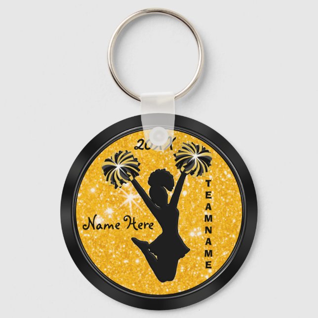 Personlig Black and Guld Cheer Keychains Billigt Nyckelring (Framsida)