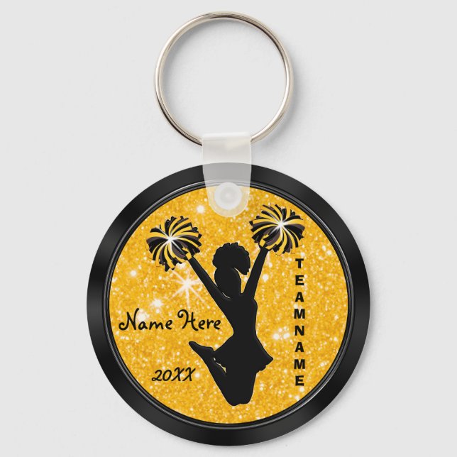 Personlig Black and Guld Cheer Keychains Billigt Nyckelring (Framsida)