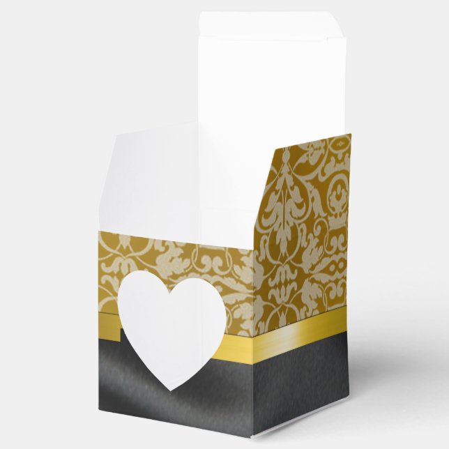 Personlig Black and Guld Damask Heart Box Presentaskar (Öppnad)