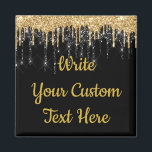 Personlig Black and Guld Glitter Drip Anpassningsb Magnet<br><div class="desc">Personlig Black and Guld Glitter Magnet, Guld Gnistra Drip Anpassningsbar Magnet Favor Gifts, Anpassningsbar Baptism, årsdag, Babydusch, förlovningsfest- och mottagningsdropp, anpassningsbar födelsedagsfest gynnar gåvor, personlig svart och guld magnet, möhippa för babydusch, sparsam glitter söt giglamous, guld gnistra presenter bröllop bröllopsförmån resa z glam, shimmery bachelorette helg hen bröllop, fest för...</div>