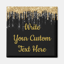 Personlig Black and Guld Glitter Drip Anpassningsb Magnet