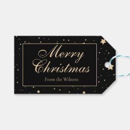 Personlig Black and Guld Starry Nattjul Presentetikett