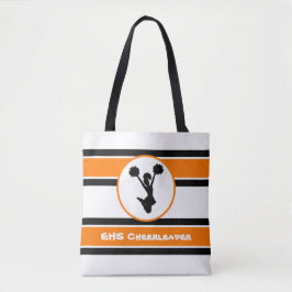 Personlig Black and Orange CheerLedare Tote Tygkasse