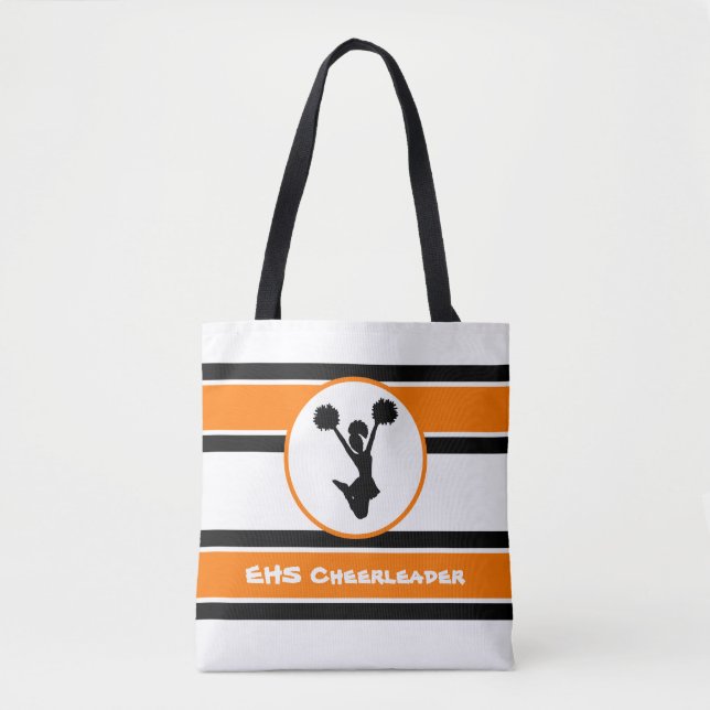 Personlig Black and Orange CheerLedare Tote Tygkasse (Framsida)