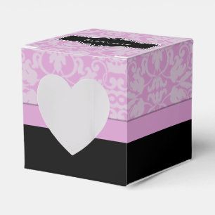 Personlig Black and Rosa Damask Heart Box Presentaskar