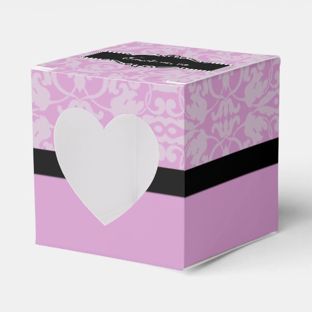 Personlig Black and Rosa Damask Heart Box Presentaskar (Framsidan Sidan)