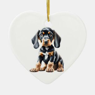 Personlig Black and Tan Coonhound Puppy Julgransprydnad Keramik