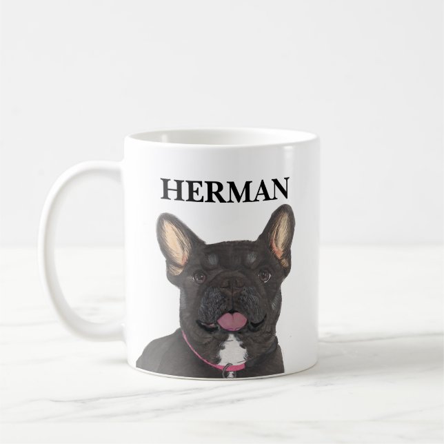 Personlig Black and Tan Frenchie Fransk Bulldog Kaffemugg (Vänster)