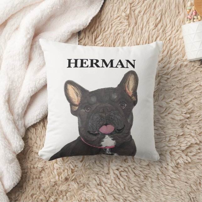 Personlig Black and Tan Frenchie Fransk Bulldog Kudde (Filt)