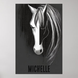 Personlig Black and White Abstrakt Horse Poster