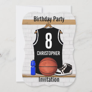 Personlig Black and White Basketball Jersey Inbjudningar