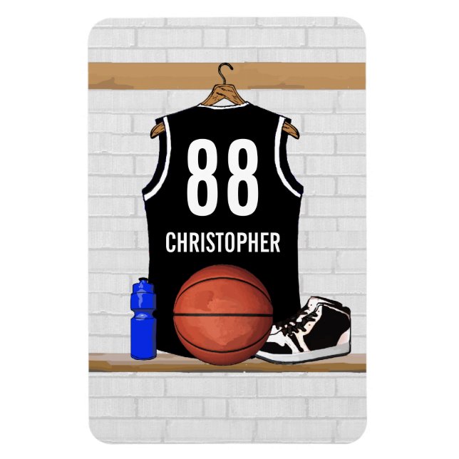 Personlig Black and White Basketball Jersey Magnet (Vertikal)