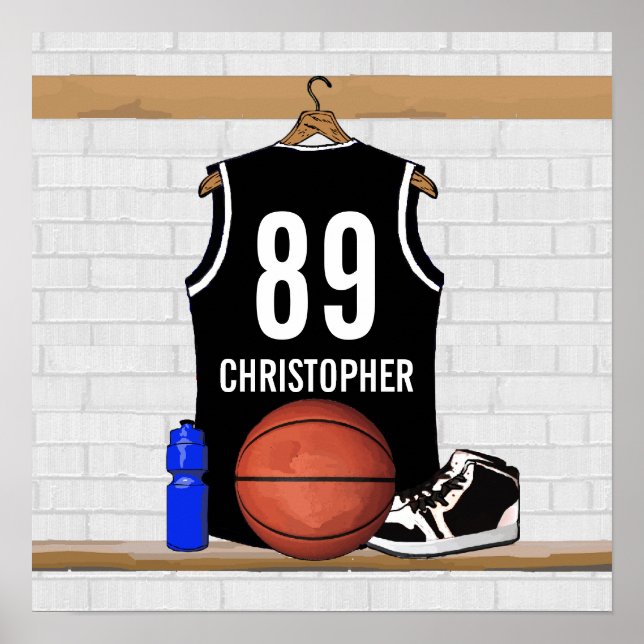 Personlig Black and White Basketball Jersey Poster (Framsidan)