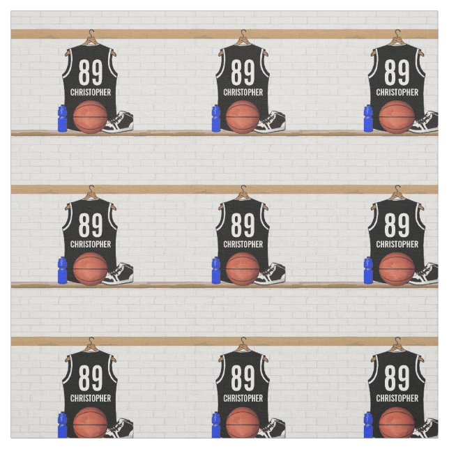 Personlig Black and White Basketball Jersey Tyg (Provkarta)