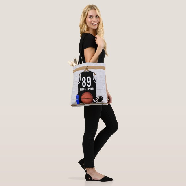 Personlig Black and White Basketball Jersey Tygkasse (På modell)