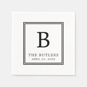 Personlig Black and White Bröllop Pappersservett