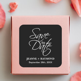Personlig Black and White Bröllop spara datum Fyrkantigt Klistermärke