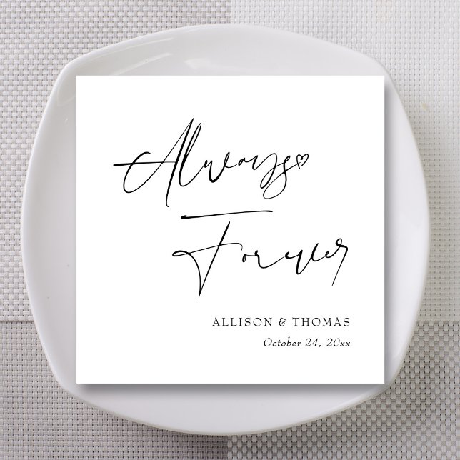 Personlig Black and White Calligraphy Bröllop Pappersservett (Personalized Black and White Calligraphy Wedding Napkins)