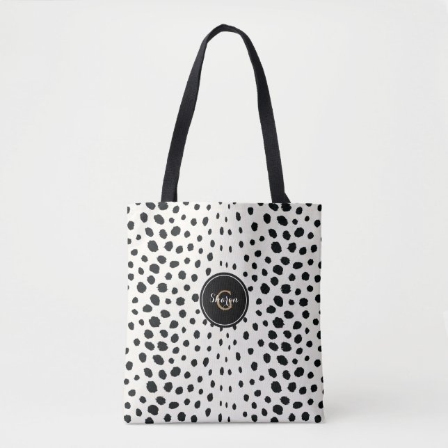Personlig Black and White Cheetah Animal Print Tygkasse (Framsida)