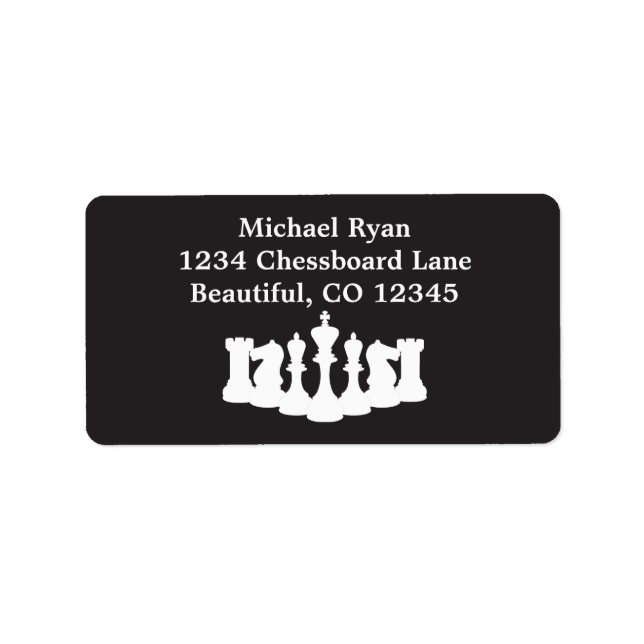 Personlig Black and White Chess Delar Classic Adressetikett (Framsidan)