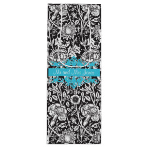 Personlig Black and White Damask Vin Gift Bag