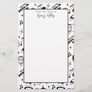 Personlig Black and White Fifties Stil Retro Brevpapper
