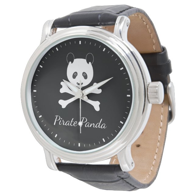 Personlig Black and White Funny Pirat Panda Armbandsur (Vinklad)