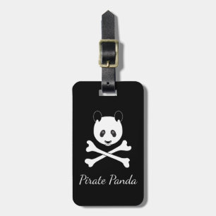 Personlig Black and White Funny Pirat Panda Bagagebricka