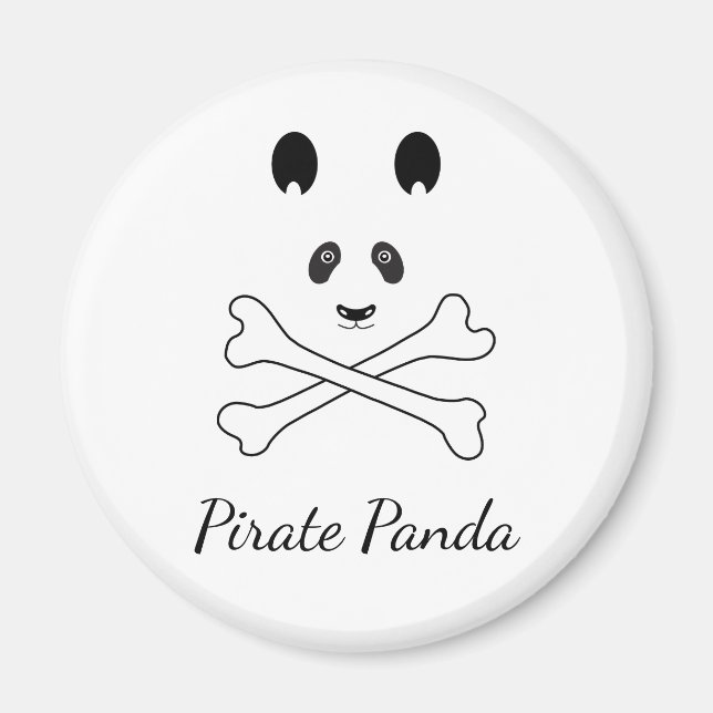Personlig Black and White Funny Pirat Panda Magnet (Framsidan)