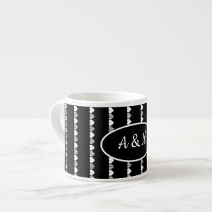 Personlig Black and White Kärlek Hearts Mönster Espressomugg