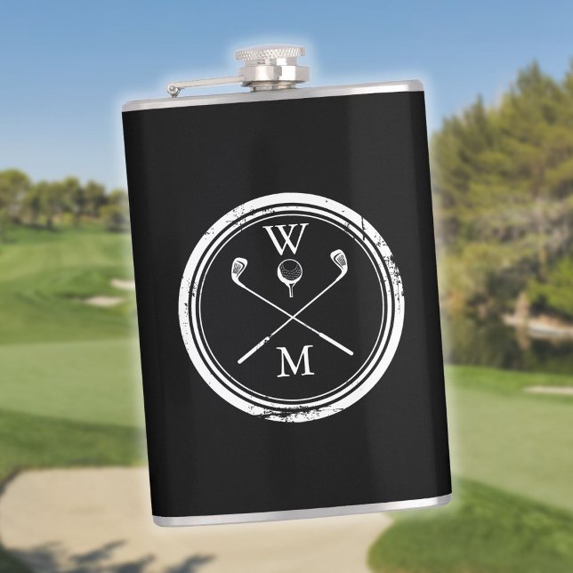 Personlig Black and White Monogram Golf Fickplunta (Skapare uppladdad)