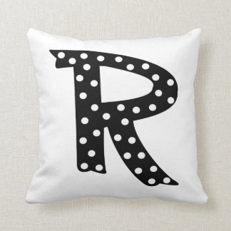 Personlig Black and White Polka Dot Brev R Kudde
