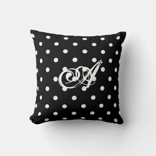 Personlig Black and White Polka Dot Cushion Kudde (Framsida)