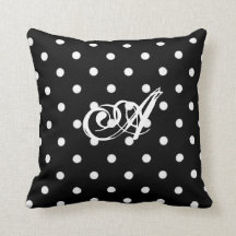 Personlig Black and White Polka Dot Cushion