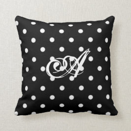 Personlig Black and White Polka Dot Cushion Kudde